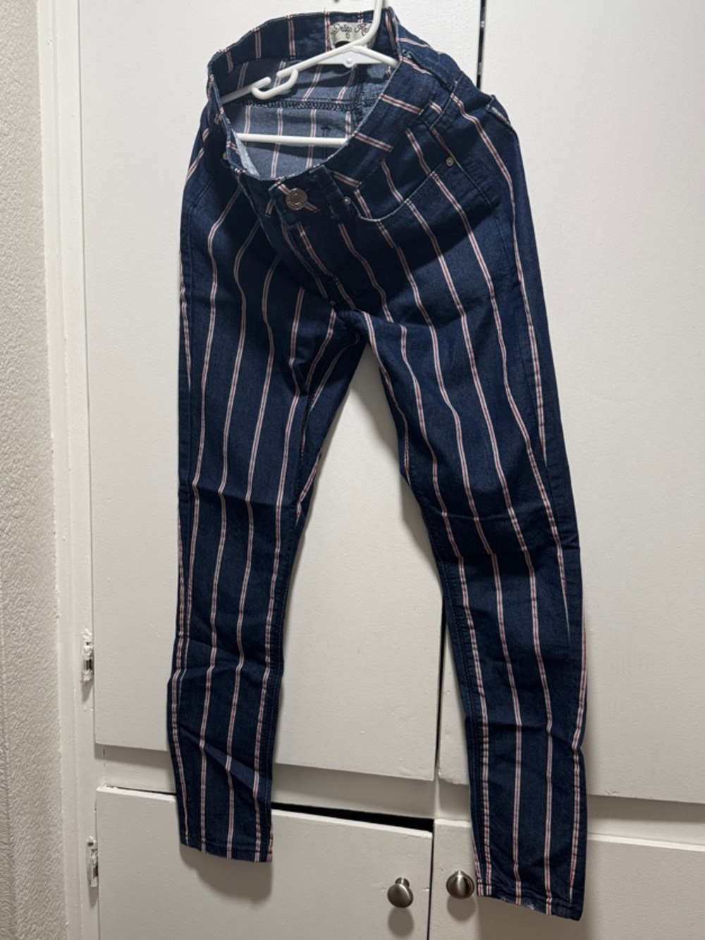 Indigo Rein Navy Blue Jeans with Pink Pinstripes